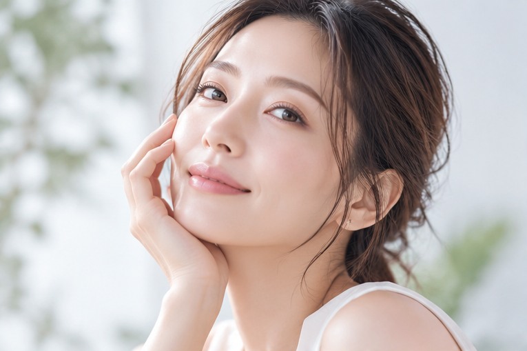 スキンケアを楽しむ女性